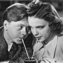 A young Mickey Rooney with Judy Garland.