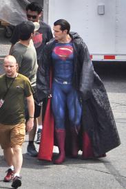 Henry Cavill arriving on the set. 