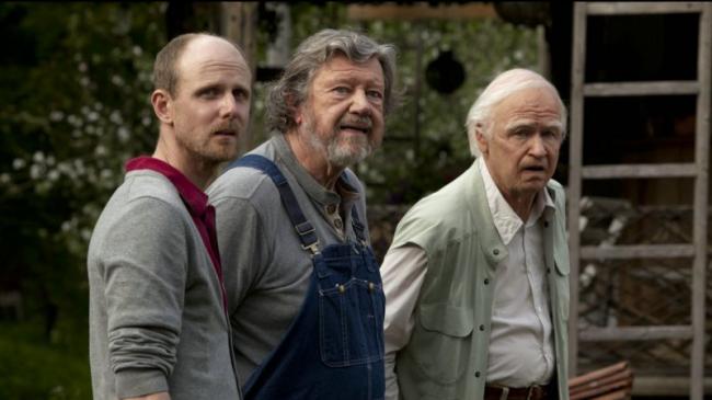 David Wiberg, Irwin Wiklander and Robert Gustafsson in The 100-Year-Old Man Who Climbed Out the Window and Disappeared.