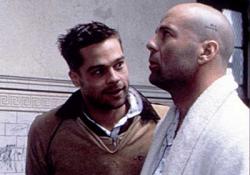Brad Pitt and Bruce Willis in 12 Monkeys. Brad Pitt and Bruce Willis in 12 Monkeys.