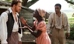 Michael Fassbender, Lupita Nyongo and Chiwetel Ejiofor in 12 Years a Slave.