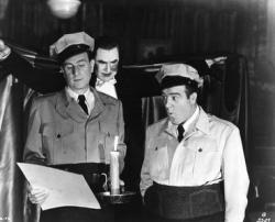 Bud Abbott, Bela Lugosi and Lou Costello in Abbott and Costello Meet Frankenstein Bud Abbott, Bela Lugosi and Lou Costello in Abbott and Costello Meet Frankenstein