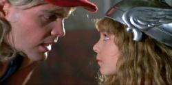 Vincent D'Onofrio and Maia Brewton in Adventures in Babysitting. Vincent D'Onofrio and Maia Brewton in Adventures in Babysitting.