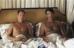 Woody Harrelson and Pierce Brosnan in After the Sunset. Woody Harrelson and Pierce Brosnan in After the Sunset.