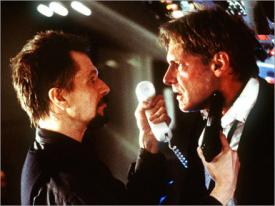 Gary Oldman and Harrison Ford in Air Force One.