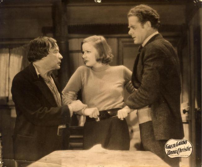 George F. Marion, Greta Garbo, and Charles Bickford in Anna Christie. George F. Marion, Greta Garbo, and Charles Bickford in Anna Christie.