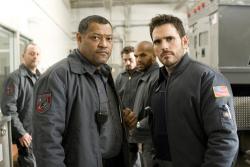 Laurence Fishburne and Matt Dillon in Armored.