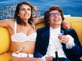 Elizabeth Hurley and Mike Myers in Austin Powers: International Man of Mystery Elizabeth Hurley and Mike Myers in Austin Powers: International Man of Mystery