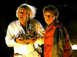 Christopher Lloyd and Michael J. Fox in Back to the Future.