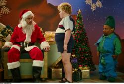 Billy Bob Thornton, Brett Kelly, and Tony Cox in Bad Santa.