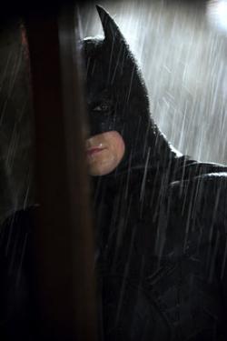 Christian Bale as Batman in Batman Begins.