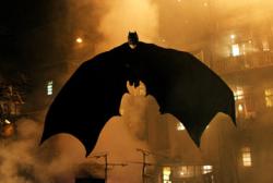 Christian Bale as Batman in Batman Begins.