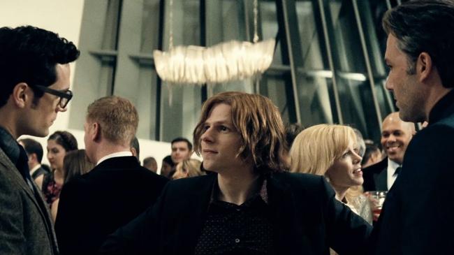 Henry Cavill, Jesse Eisenberg and Ben Affleck in Batman v Superman: Dawn of Justice. Henry Cavill, Jesse Eisenberg and Ben Affleck in Batman v Superman: Dawn of Justice.