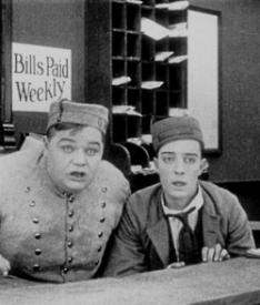 Fatty Arbuckle and Buster Keaton in The Bell Boy. Fatty Arbuckle and Buster Keaton in The Bell Boy.