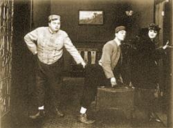 Roscoe (Fatty) Arbuckle, Buster Keaton and Alice Lake in The Bell Boy.