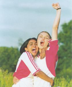 Keira Knightley and Parminder K. Nagra in Bend It Like Beckham.