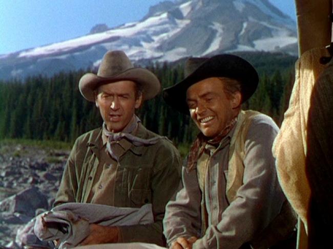 James Stewart and Arthur Kennedy in Bend of the River. James Stewart and Arthur Kennedy in Bend of the River.