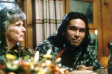 Nan Martin as the Widow Thayer and Eric Schweig as Pike Dexter. 