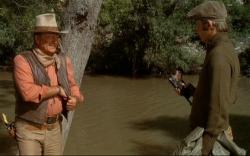 John Wayne and Christopher Mitchum in Big Jake. John Wayne and Christopher Mitchum in Big Jake.