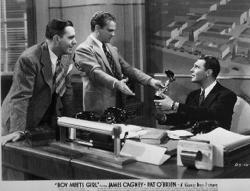 Pat O'Brien and James Cagney in Boy Meets Girl. Pat O'Brien and James Cagney in Boy Meets Girl.