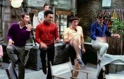 Some of the boys dancing in The Boys in the Band. Some of the boys dancing in The Boys in the Band.