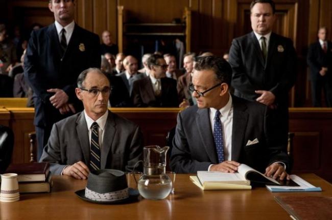 Mark Rylance and Tom Hanks in Steven Spielberg's Bridge of Spies. Mark Rylance and Tom Hanks in Steven Spielberg's Bridge of Spies.