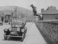 Harold Lloyd leaps into action in Bumping into Broadway. Harold Lloyd leaps into action in Bumping into Broadway.