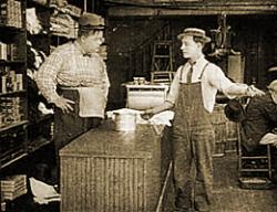 Roscoe Arbuckle and Buster Keaton in The Butcher Boy.