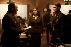 Tommy Lee Jones, Hayley Atwell and Chris Evans in Captain America: The First Avenger.