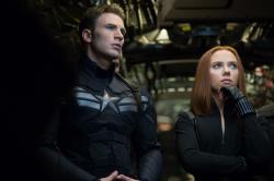 Chris Evans and Scarlett Johansson in Captain America: The Winter Soldier Chris Evans and Scarlett Johansson in Captain America: The Winter Soldier