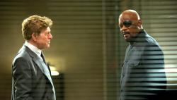 Robert Redford and Samuel L. Jackson in Captain America: The Winter Soldier.