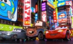 Finn McMissle, Mater and Lightning McQueen in Cars 2