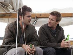 Colin Farrell and Ewan McGregor have a beer while sailing on Cassandra's Dream. Colin Farrell and Ewan McGregor have a beer while sailing on Cassandra's Dream.