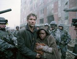 Clive Owen and Claire-Hope Ashitey in Children of Men.