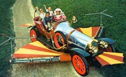 Dick Van Dyke drives Chitty Chitty Bang Bang.