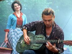 Juliette Binoche and Johnny Depp in Chocolat.