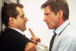 Henry Czerny and Harrison Ford representing two opposing views of the American government in Clear and Present Danger