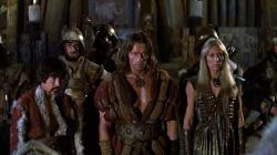 Gerry Lopez, Arnold Schwarzenegger and Sandahl Bergman in Conan the Barbarian.