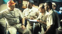 Gene Hackman, Denzel Washington, Matt Craven, and Rocky Carroll in Crimson Tide.