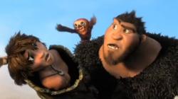 Guy and Grug have a hard time seeing eye to eye in The Croods