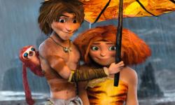 Ryan Reynolds and Emma Stone provide the voices of Guy and Eep in The Croods.