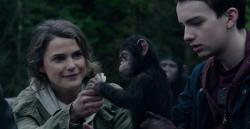 Keri Russell and Kodi Smit-McPhee in Dawn of the Planet of the Apes