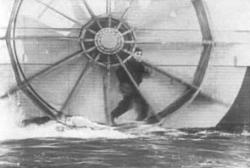 Buster Keaton making like a hamster on a wheel.