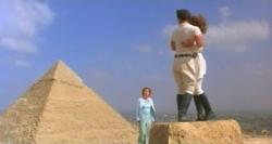 Mia Farrow, Simon Doyle and Lois Chiles using an ancient pyramid like a playground in Death on the Nile Mia Farrow, Simon Doyle and Lois Chiles using an ancient pyramid like a playground in Death on the Nile
