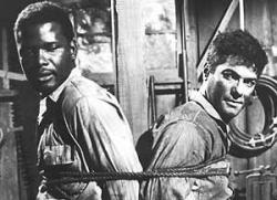 Sidney Poitier and Tony Curtis in The Defiant Ones.