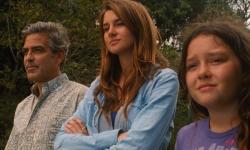 George Clooney, Shailene Woodley and Amara Miller in The Descendants.