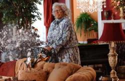 Madea does some redecorating in Diary of a Mad Black Woman. Madea does some redecorating in Diary of a Mad Black Woman.