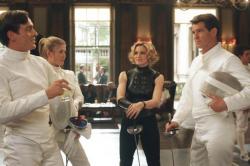 Toby Stephens, Rosamund Pike, Madonna and Pierce Brosnan in Die Another Day.