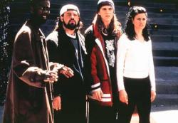 Chris Rock, Kevin Smith, Jason Mewes and Linda Fiorentino in Dogma. Chris Rock, Kevin Smith, Jason Mewes and Linda Fiorentino in Dogma.