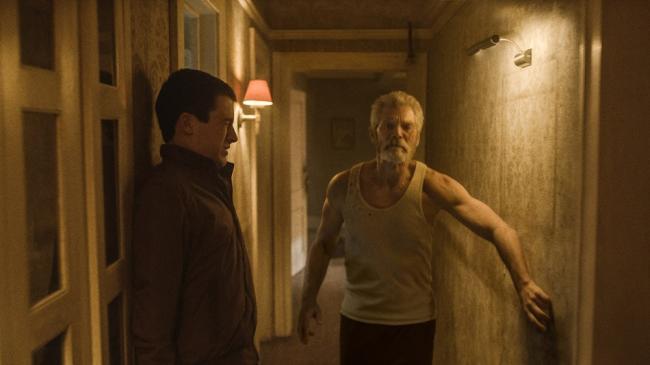 Dylan Minnette and Stephen Lang in Don't Breathe Dylan Minnette and Stephen Lang in Don't Breathe